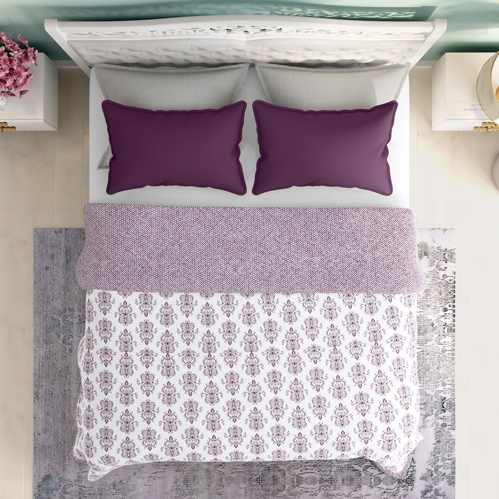 All Season Dohar | Double(90x82 Inch) | 110 GSM | 100% Cotton | Reversible Design | AC Blanket | Susane Burgundy